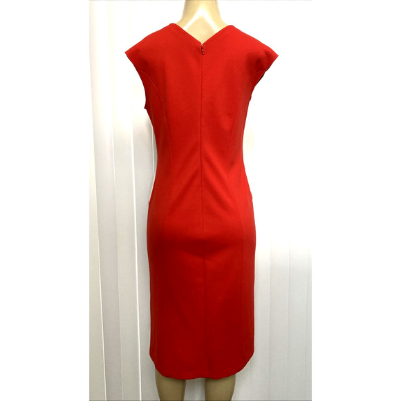 Armani Collezioni Milano Color Block Sheath Dress Panel Cap Sleeve Red Knee 10 M - Picture 7 of 7